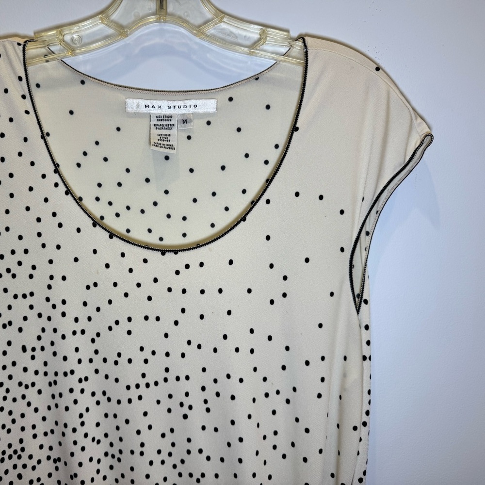 Max Studio Cream and Black Dotted Blouse